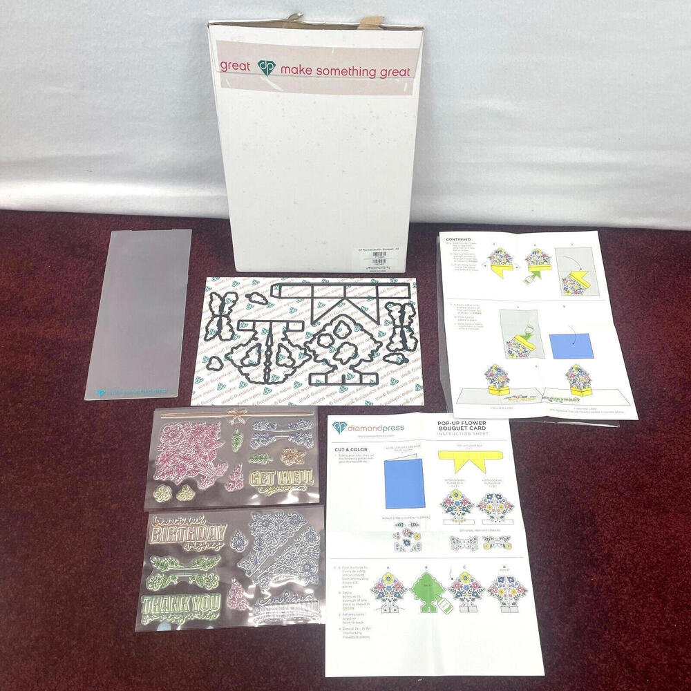 Diamond Press Stamp Die Kit Pop Up Flower Bouquet Card Birthday Get Well NEW